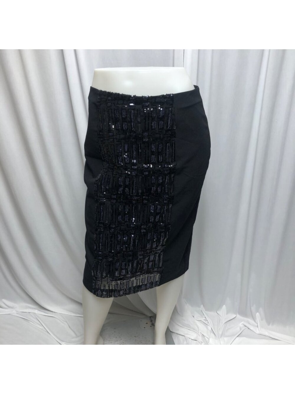 Worthington Skirt Womens Size 10 Black Sequin Embellished Straight Lined Midi